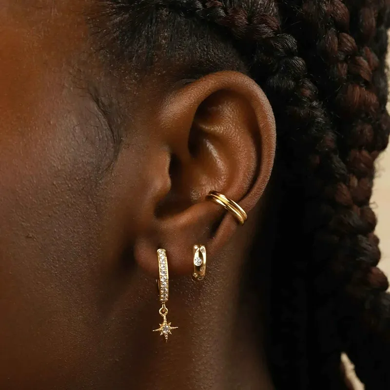 Astra Eight-Point Star Huggie Earrings - Image 2