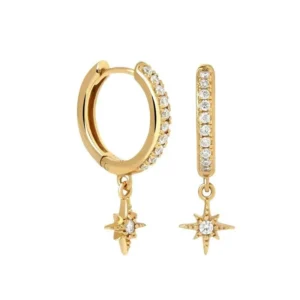 Astra Eight-Point Star Huggie Earrings