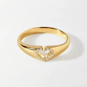 Amora Pavé Heart Signet Ring