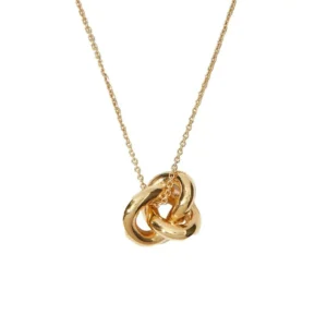 Interlocking Trio Necklace in gold tone on a white background